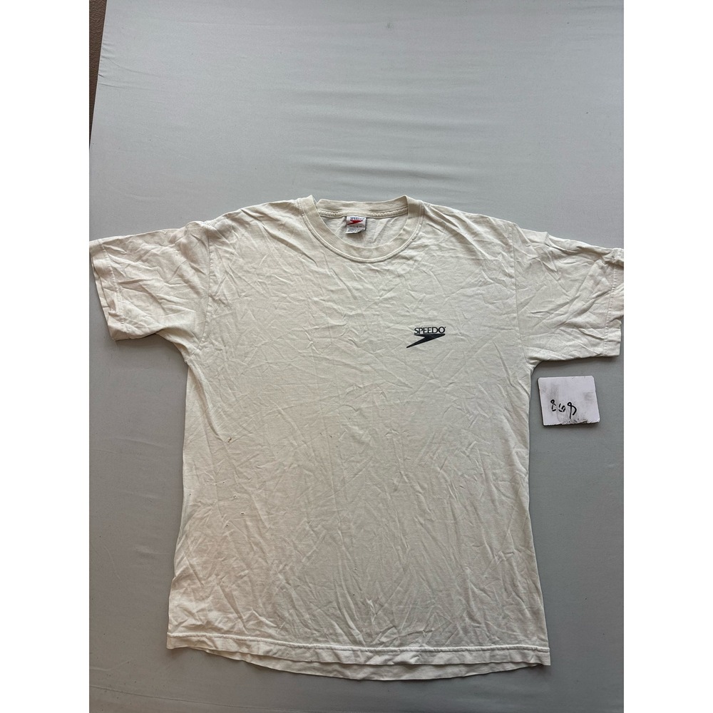 Vintage 2001 Speedo Authentic Soccer Graphic T-Shirt Cream Mens Large